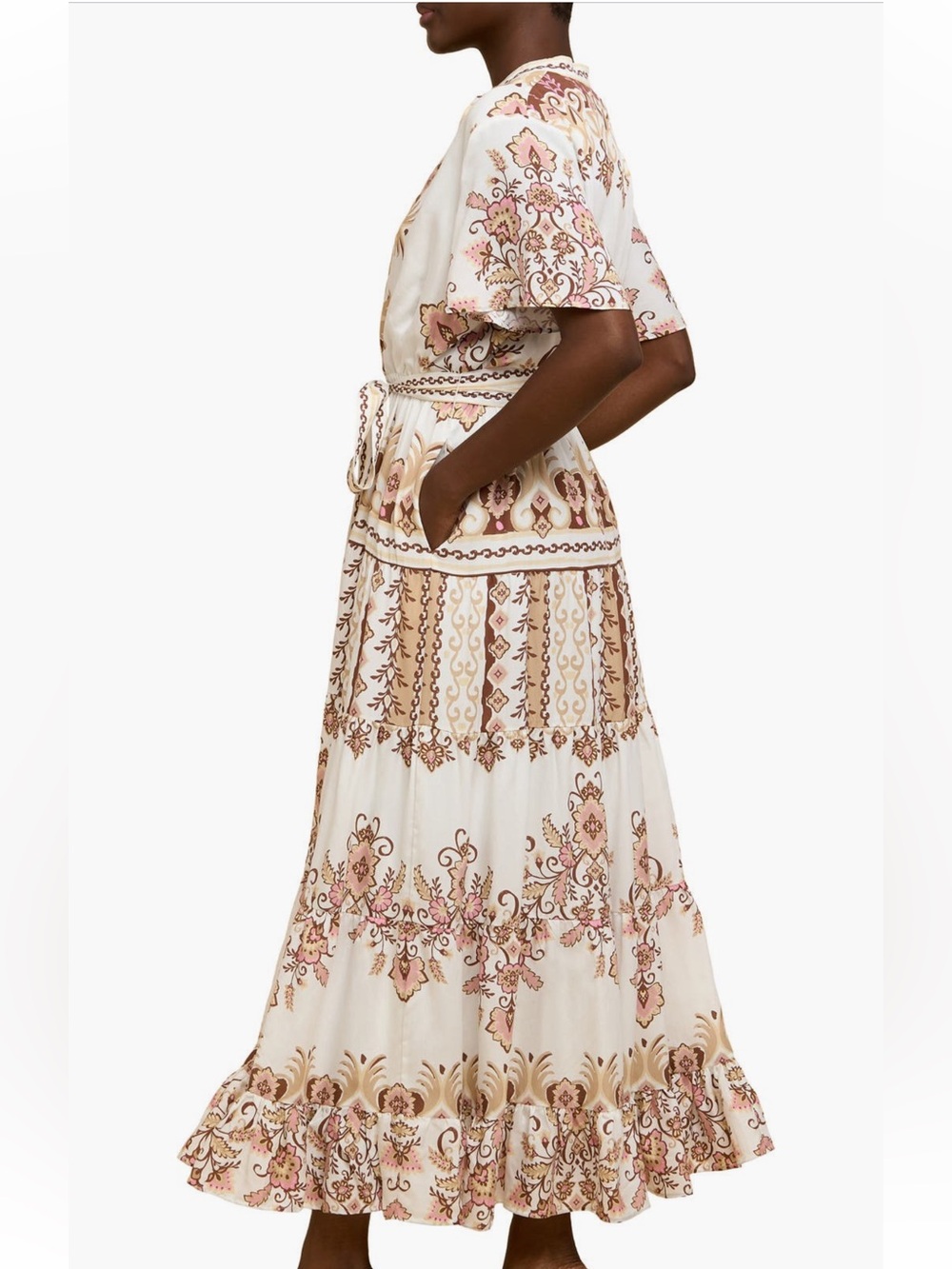 NWT Ciebon Thessa Floral Print Tie Waist Maxi Dress - Picture 5 of 6